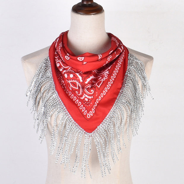 British Retro Diamond Tassel Square Scarf