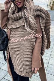Winter handmade thick wool knitted scarf