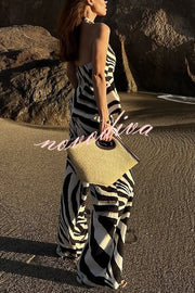 Zebra Print Casual Pocket Wide-leg Pants