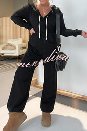 Cozy Days Long Sleeve Pocket Hooded Drawstring Jumpsuit