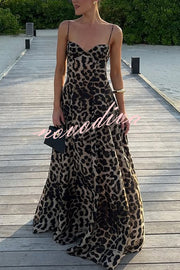 In The Maldives Leopard Waisted A-line Slip Maxi Dress