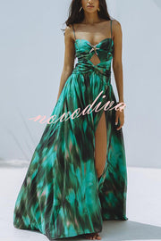 Unique Printed High Slit Beach Maxi Dress