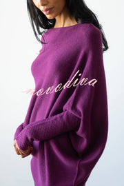 Solid Color Round Neck Long Sleeve Loose Knitted Sweater