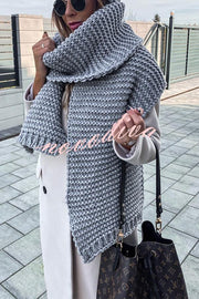 Winter handmade thick wool knitted scarf