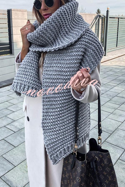 Winter handmade thick wool knitted scarf