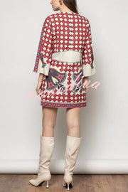 Unique Print V-Neck Loose Holiday Mini Dress