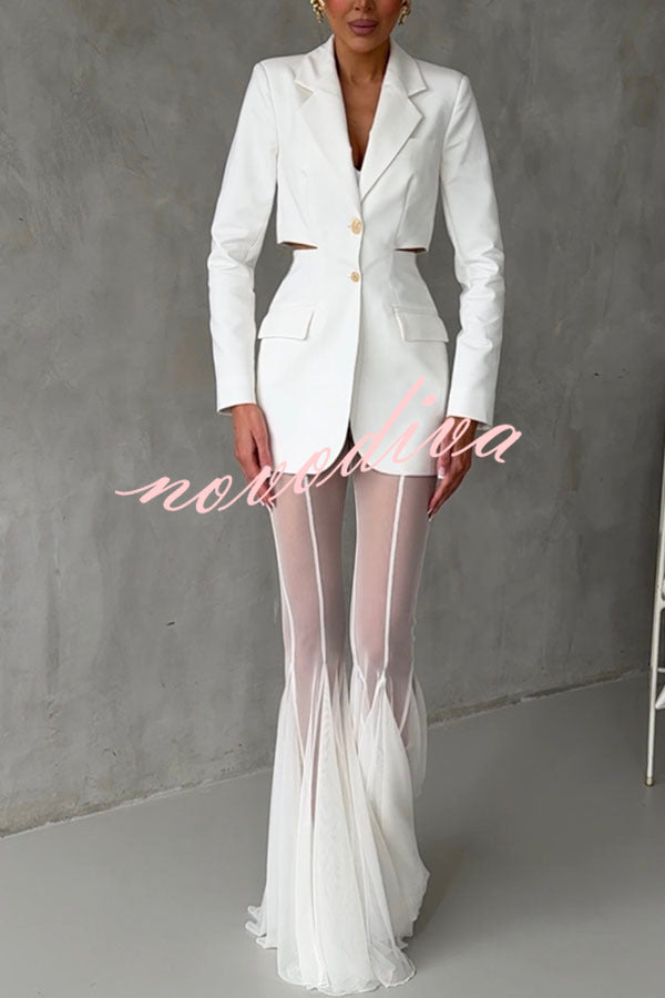 Deep Chic Mesh High Rise Elastic Waist Fishtail Stretch Pants