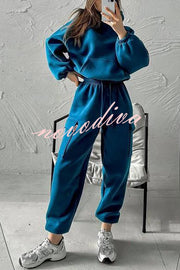 Jollie Kangaroo Pocket Long Sleeve Hooded and Elastic Waist Pocket Jogger Set