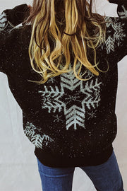 Christmas Pattern Knitted Crew Neck Long Sleeved Sweater