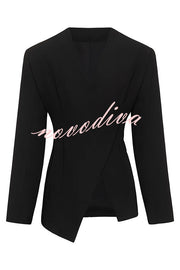 Feel Confident Collarless Single Button Long Sleeve Hourglass Blazer