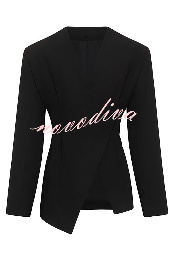 Feel Confident Collarless Single Button Long Sleeve Hourglass Blazer