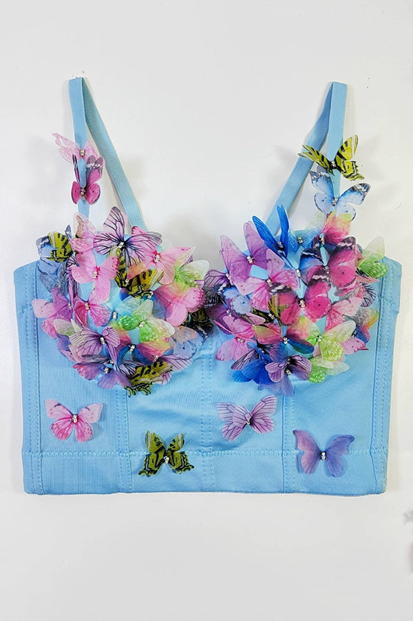 Butterfly Embellished Sexy Sling Backless Top