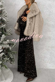 Chic and Merry Velvet Sequin High Rise Elastic Waist Flare Pants