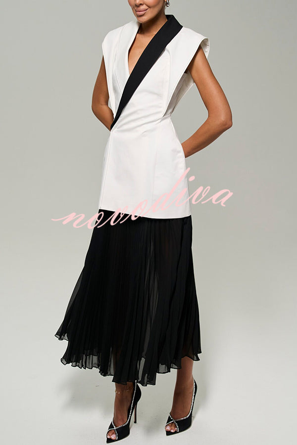 Modern Day Chiffon Pleated High Rise A-line Midi Skirt