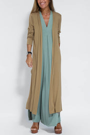 Elegant Is Eternal Knit Solid Color Sleeveless Slit Maxi Dress