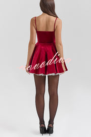 Year-end Dance Velvet Tulle Patchwork Sweetheart Neck Slip Mini Dress