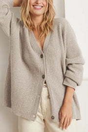 Mountain View Knit Ribbed Button Relaxed Cardigan