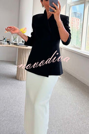 Fashionable Leader One Button Stand Collar Long Sleeve Blazer Jacket