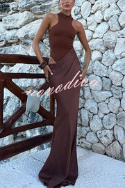 Sexy Sleeveless Slim Waist Hollow Out Maxi Dress