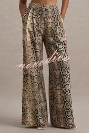Hurley Ombre Snake Print Elastic Waist Pocketed Wide Leg Pants