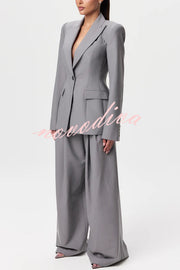 Power Girl Button Up Long Sleeve Removable Belt Lapel Blazer