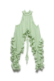 Romantic Drama Chiffon Wavy Ruffles Halter Irregular A-line Top