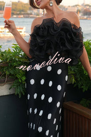 Eye-catching Organza Multi-layer Petal Ruffles Details Strapless Tank