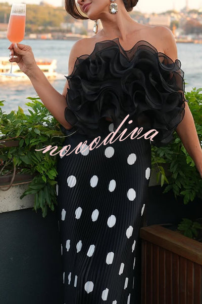 Eye-catching Organza Multi-layer Petal Ruffles Details Strapless Tank