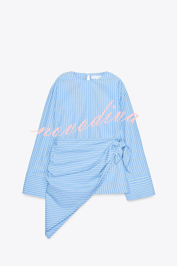 Meliora Striped Multi Position Scarf Long Sleeve H-line Shirt
