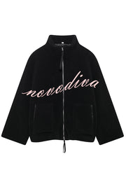 Solid Color Stitching High Collar Long Sleeve Loose Pocket Woolen Coat