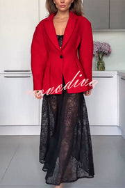 Sweet Festival Single Button Waisted Long Sleeve Lapel Blazer