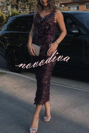 Fashionable Sequined Sexy Open Back Slim Maxi Dress