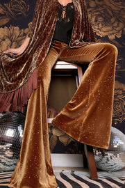 Stylish Velvet High-waisted Draped Casual Flared Pants