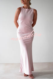 Solid Color Sexy Backless Lace-up Elegant Slim Maxi Dress