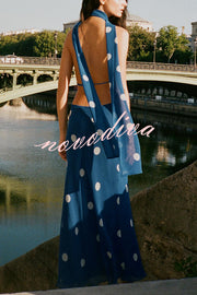 Fashion Polka Dot Print Sexy Halter Neck Backless Maxi Dress