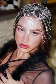 Rhinestone Tassel Mesh Headband
