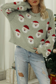 Christmas Print Crew Neck Long Sleeve Sweater