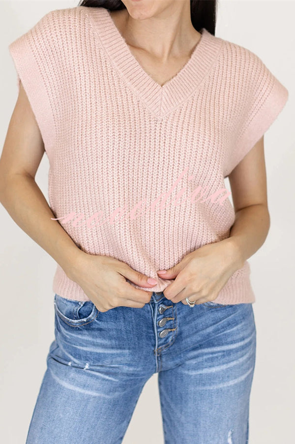 Solid Color V-neck Sleeveless Casual Loose Vest