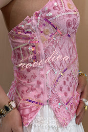Fashion Sequined Casual V-neck Backless Slim Vest