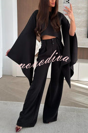 City Atelier Bell Slit Sleeve Top and High Rise Pocket Wide Leg Pants Set