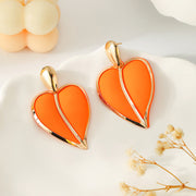 Casual Resort-style Lacquered Color-blocked Heart-shaped Earrings