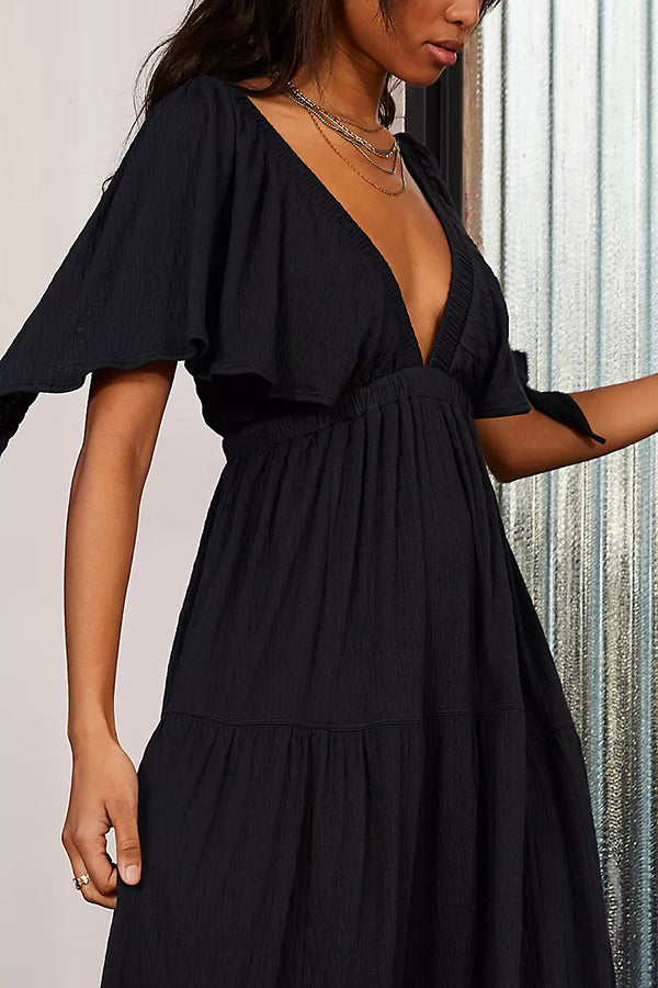 Sexy Backless V-neck Elastic Band Maxi Dress