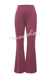 Downtown Dates High Rise Elastic Waist Stretch Flared Pants