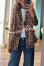 Coco Lady Leopard Print Long Sleeve Lapel Blazer