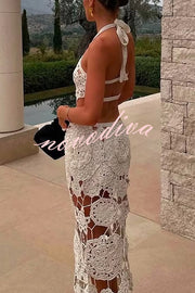 Sexy Halterneck Strapless Backless Knitted Holiday Maxi Dress