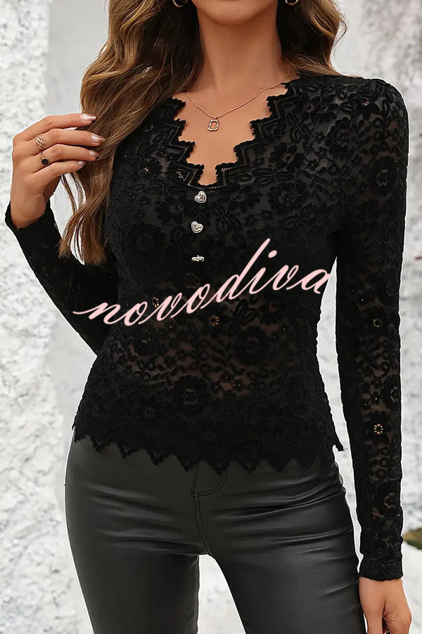 Solid Color Lace Sexy V-neck Bottoming Slim Fit Top