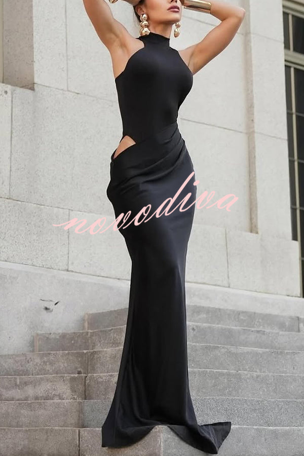 Sexy Sleeveless Slim Waist Hollow Out Maxi Dress