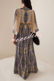 Unique Printed V-Neck Loose Elegant Maxi Dress
