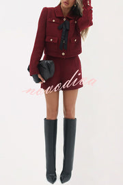 Sweet Dreams Tweed High Rise Pocket Wide Leg Mini Shorts