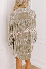 Solid Color Velvet Light-sensitive Drape Loose Shirt